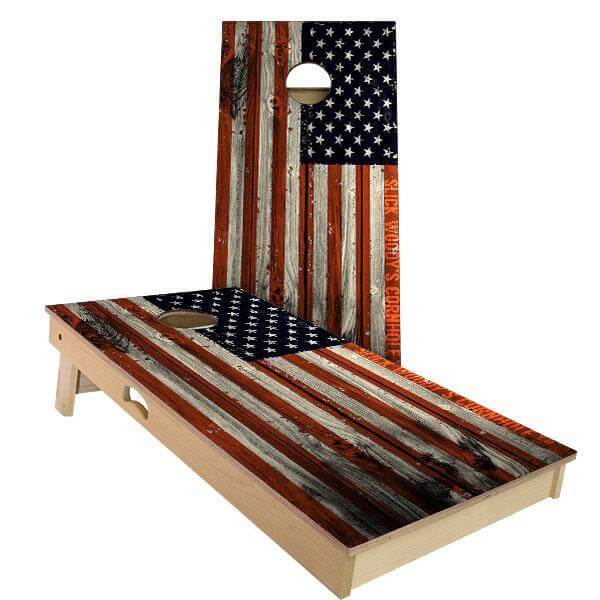 MegaChess Cornhole Games Premium American Flag Cornhole Bean-Bag Toss Game - 3' x 2'