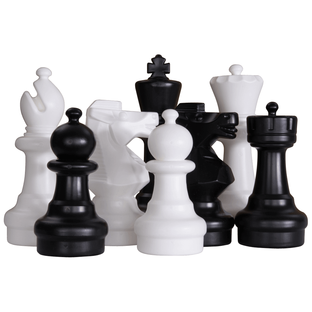 MegaChess Floor Games MegaChess Large Chess Pieces and Large Chess Mat - Black and White - Plastic - 12 inch King
