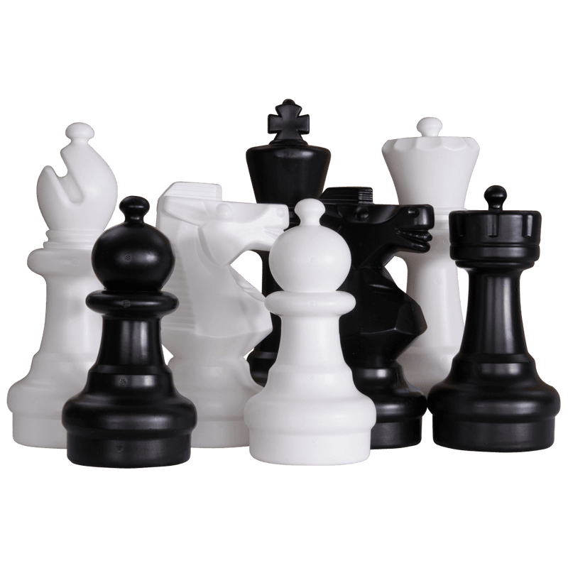 MegaChess Floor Games MegaChess Large Chess Pieces and Large Chess Mat - Black and White - Plastic - 12 inch King