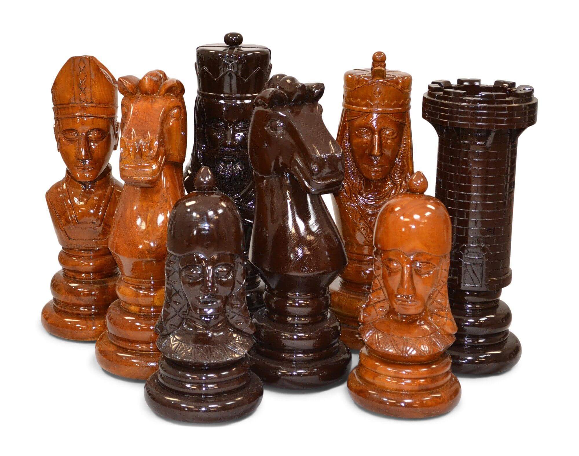 MegaChess 24 Inch Medieval Teak Giant Chess Set | Default Title | MegaChess.com